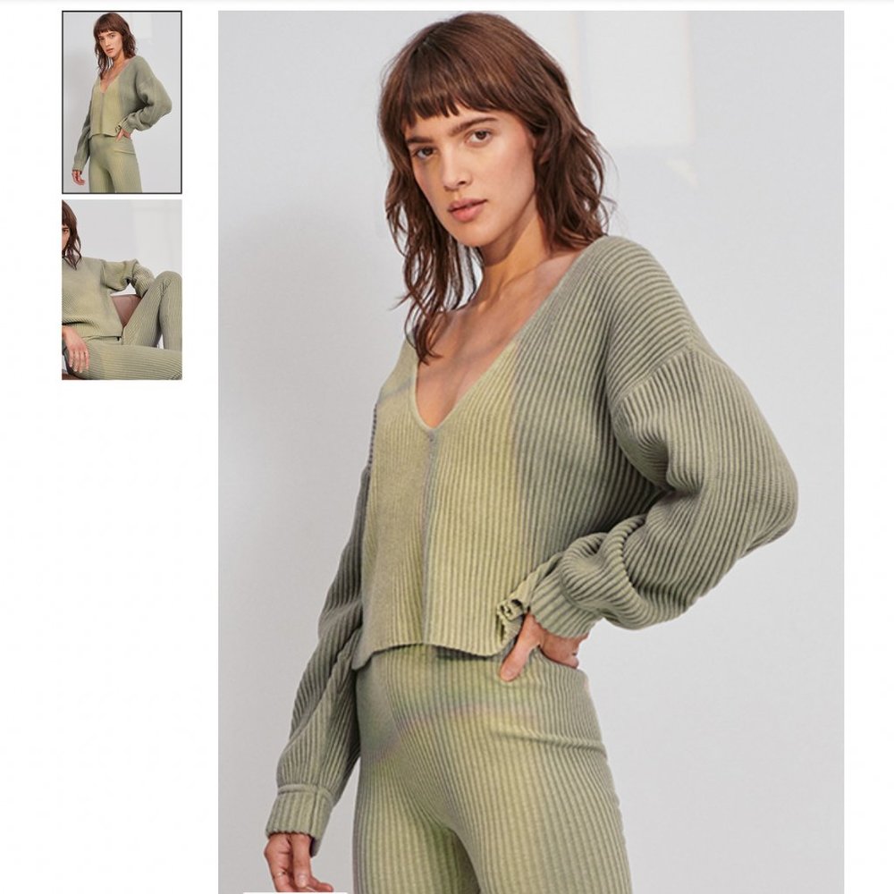 NWT Lunya Reversible Cozy Cotton Cropped Silk Ribbed Sweater L